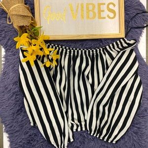 Stripe off shoulder shirt